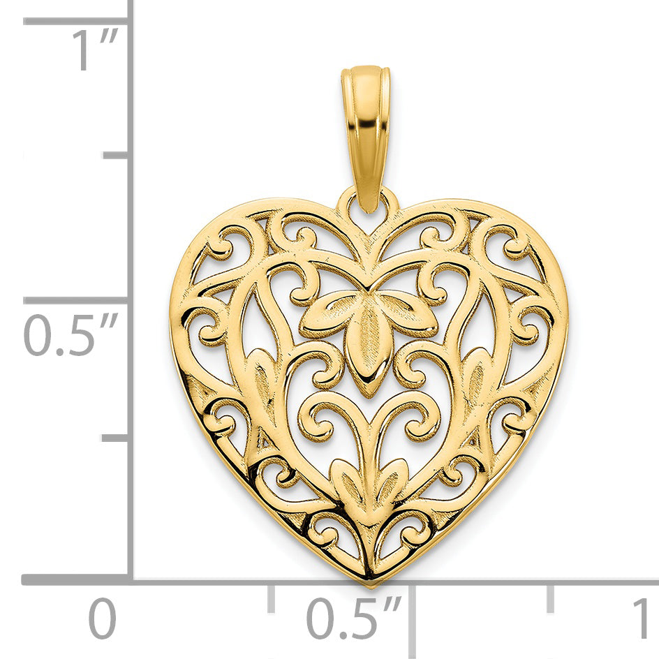 14ky Fancy Heart Pendant