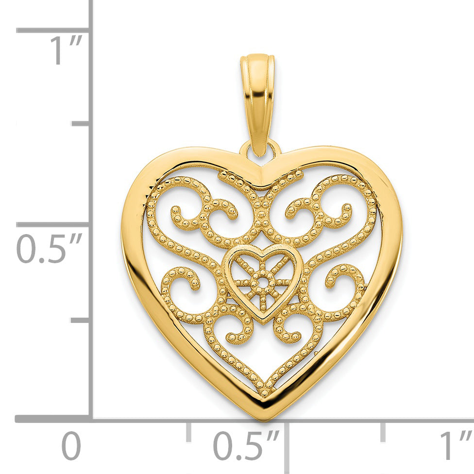 14ky Fancy Heart Pendant