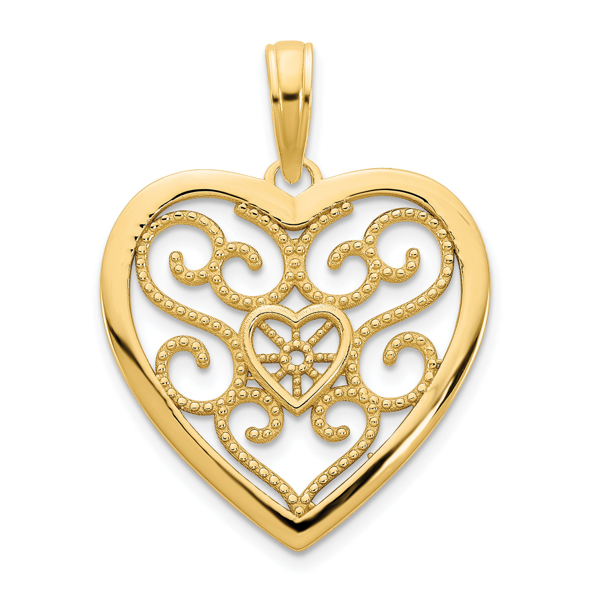 14ky Fancy Heart Pendant