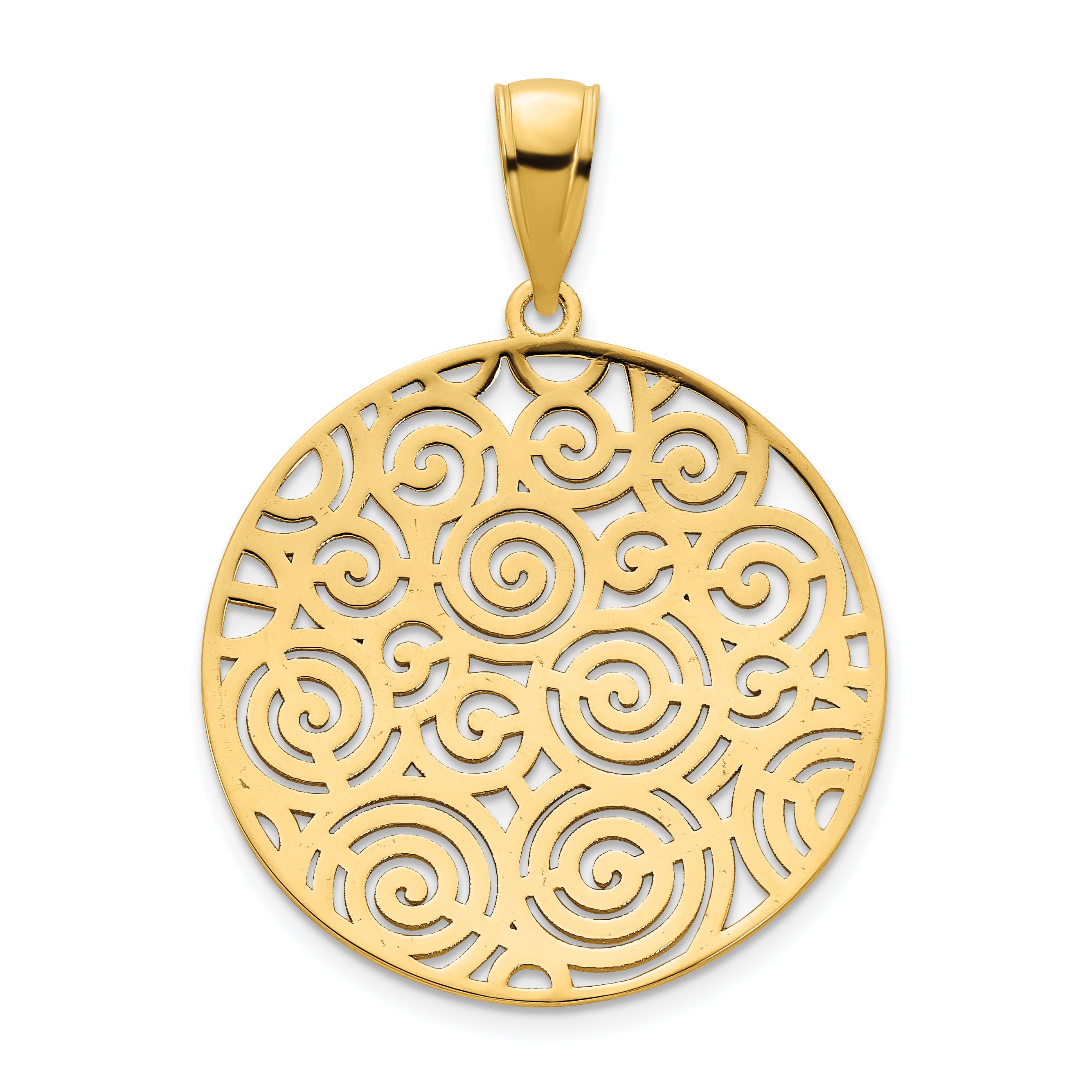 14k Fancy Filigree Disc Pendant