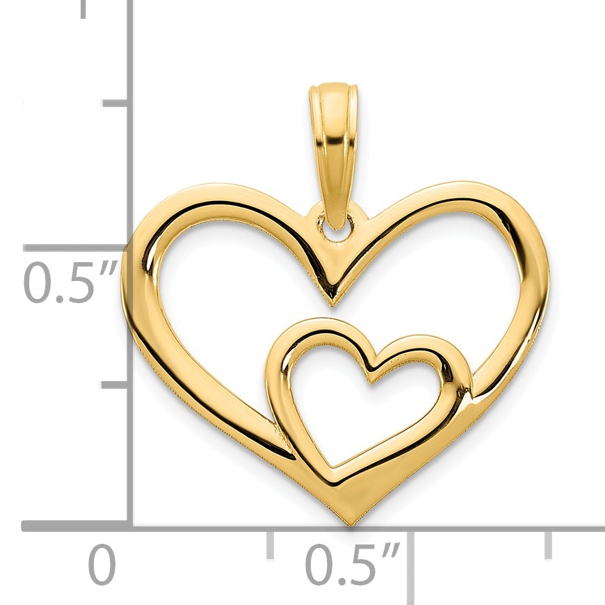 14ky Heart in a Heart Pendant