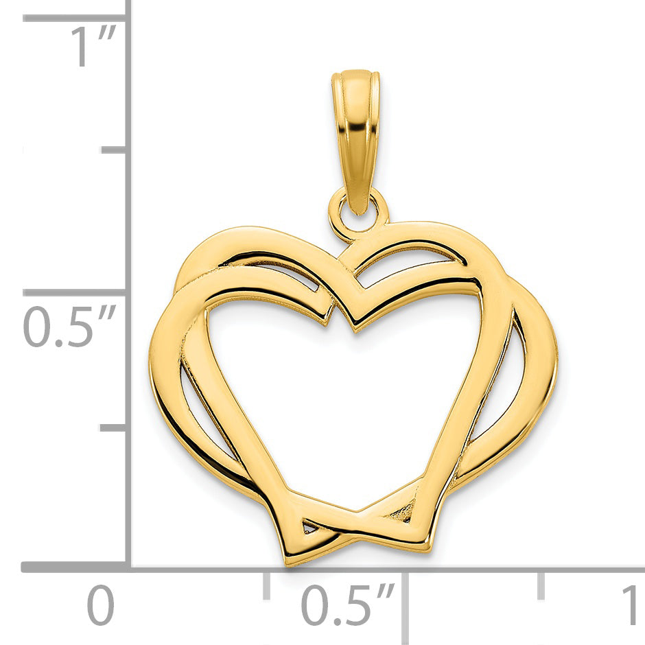 14k  Heart in a Heart Pendant