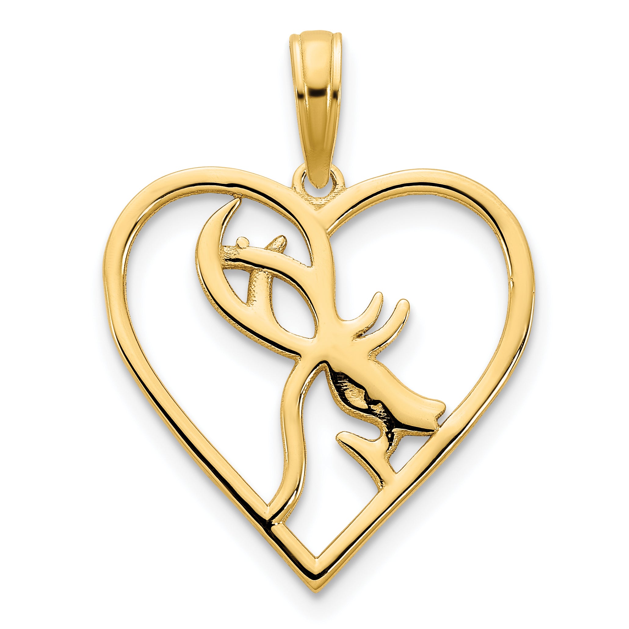 14ky Deer in a Heart Pendant Main image