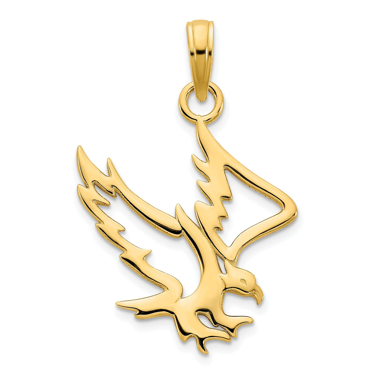 Cut-Out Flying Eagle Pendant in 14K Yellow Gold, 24mm - Sophia Jewelers Main image