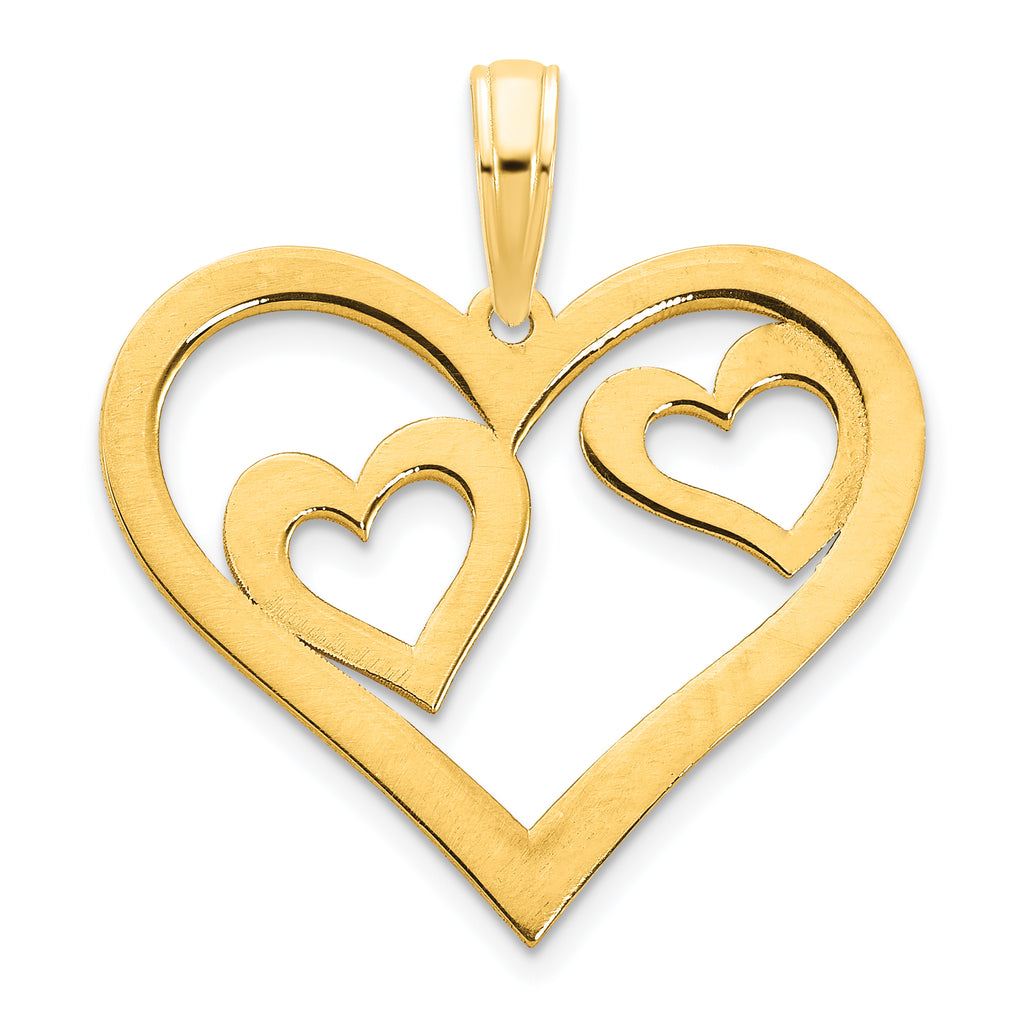 14ky Heart in a Heart Pendant