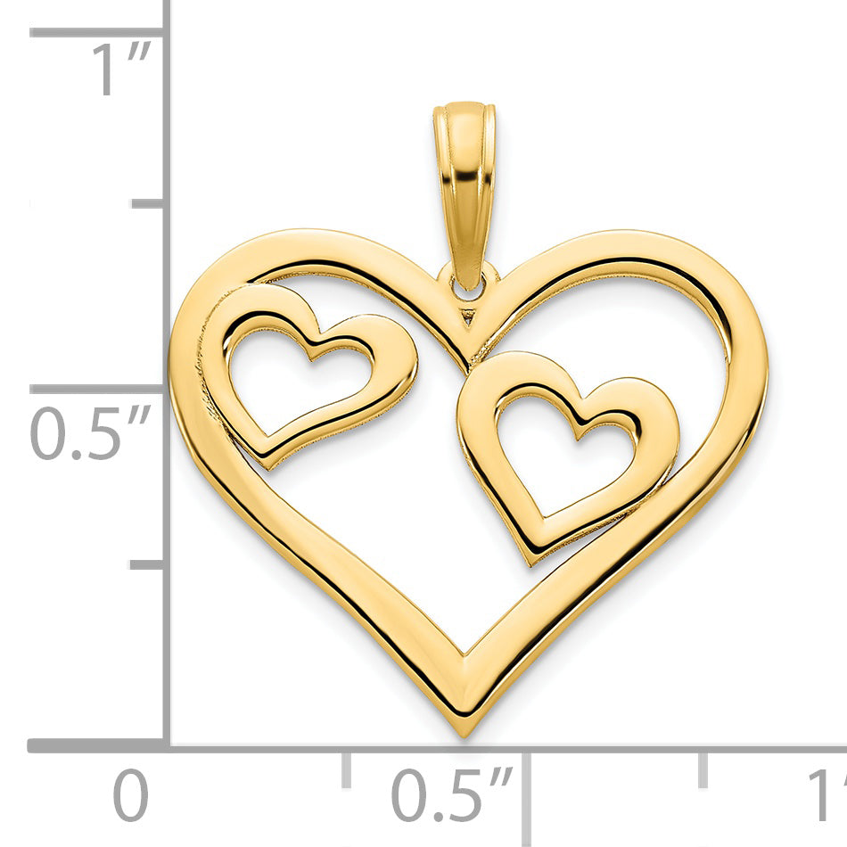 14ky Heart in a Heart Pendant