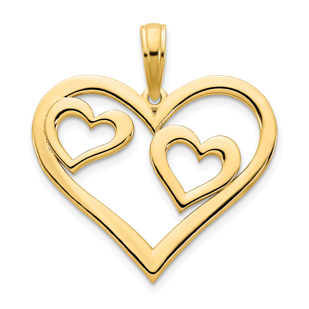 14ky Heart in a Heart Pendant