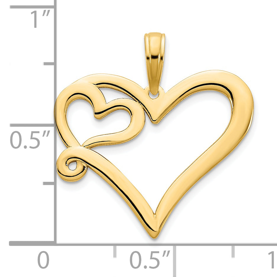 14ky Heart in a Heart Pendant