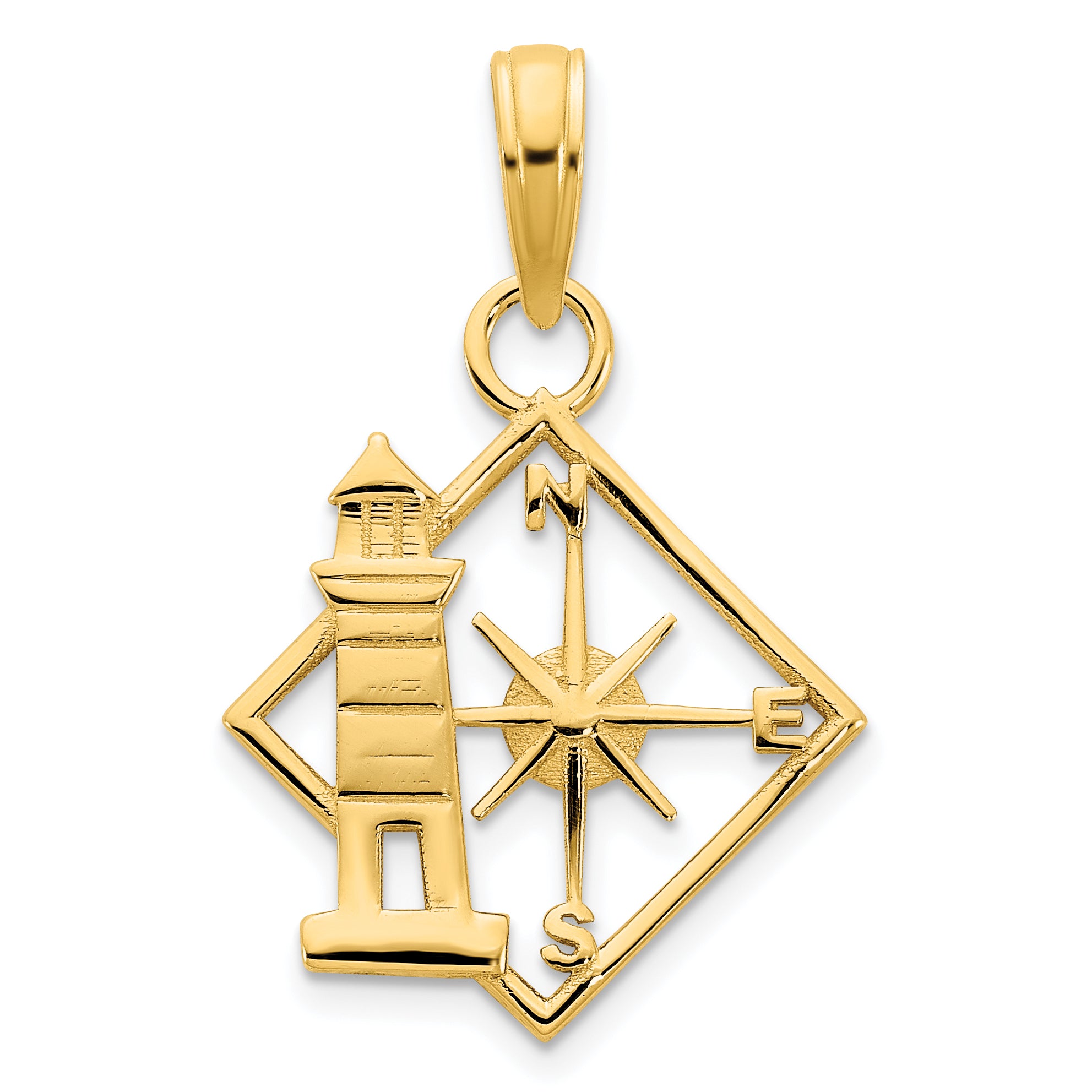 14k Lighthouse Compass Pendant Main image