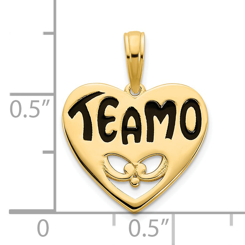14ky Epoxy Te amo Heart Charm