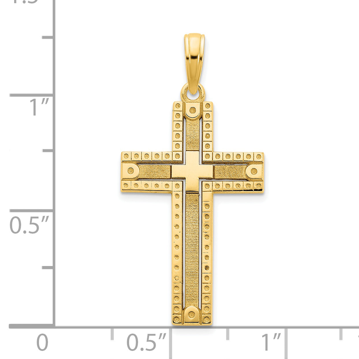 14k Fancy Sandblasted Cross Pendant
