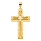 14k Fancy Sandblasted Cross Pendant