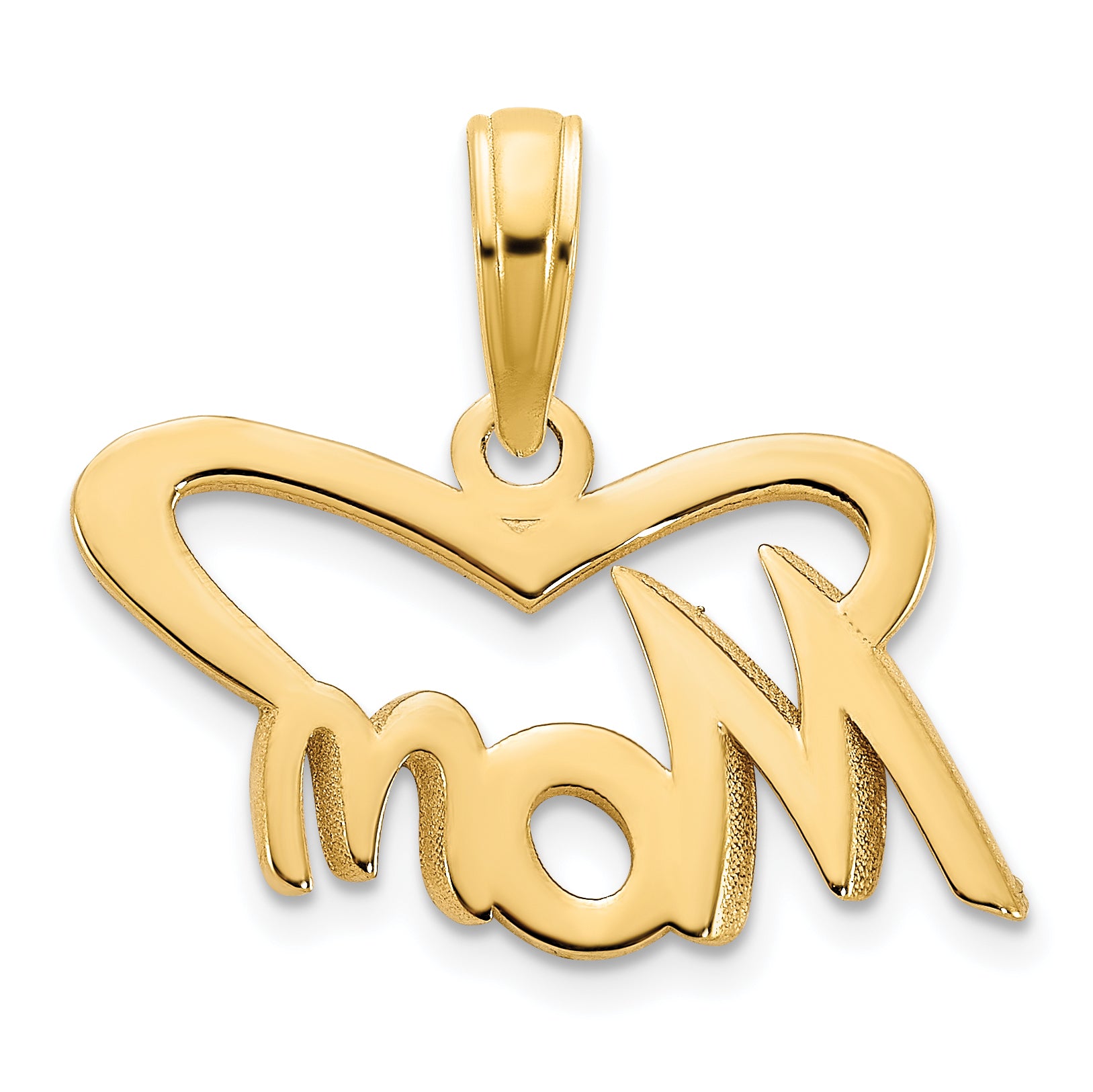 14k MOM Heart Pendant