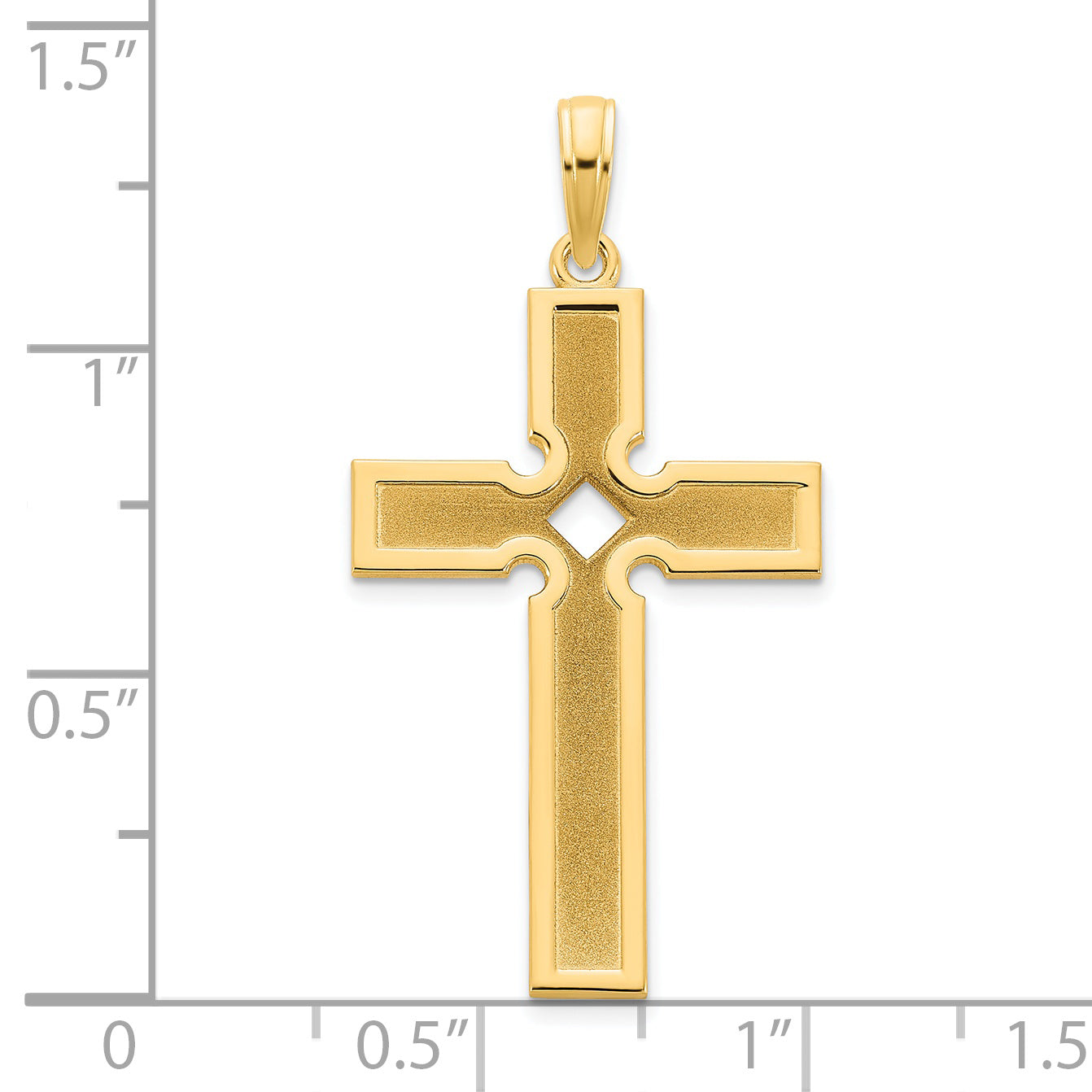 14k Polished and Satin Cross Pendant Secondary image