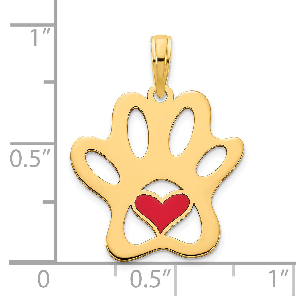 14k Epoxy Paw Print with Heart Pendant Secondary image