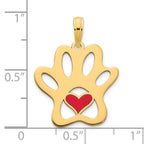 14k Epoxy Paw Print with Heart Pendant