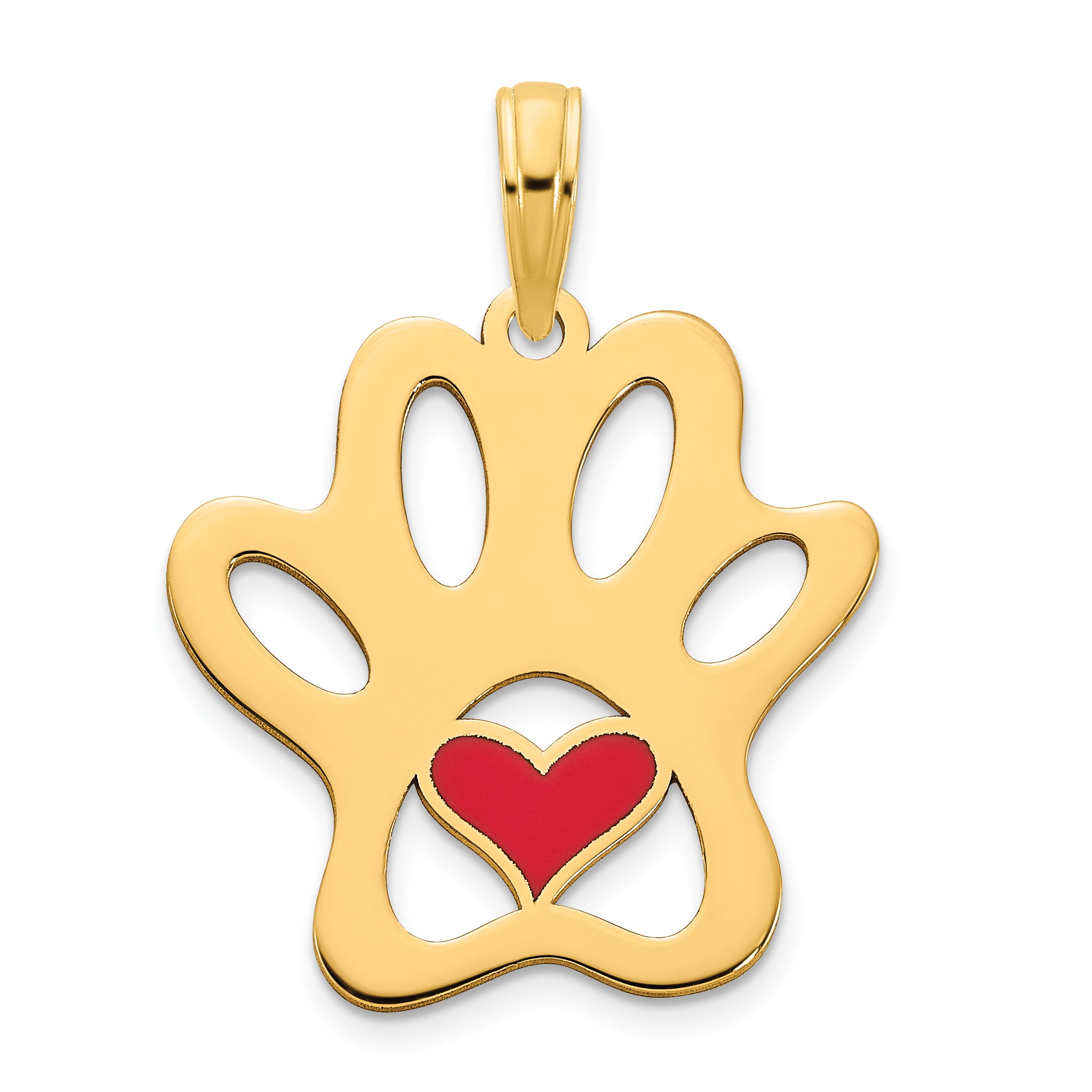 14k Epoxy Paw Print with Heart Pendant Main image