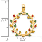 14k Polished Epoxy Christmas Light Wreath Pendant