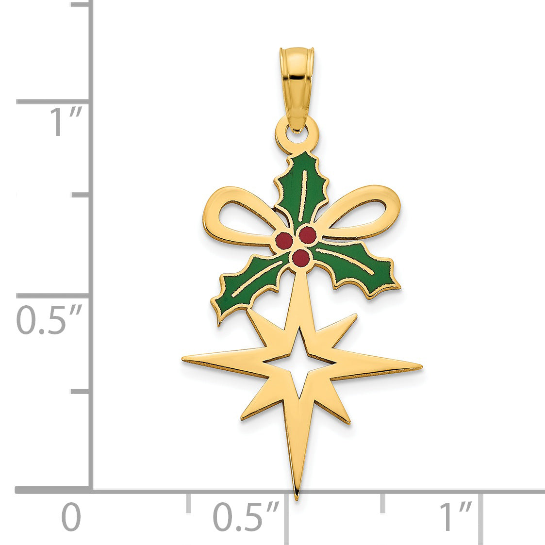 14k Epoxy Holly and North Star Pendant Secondary image
