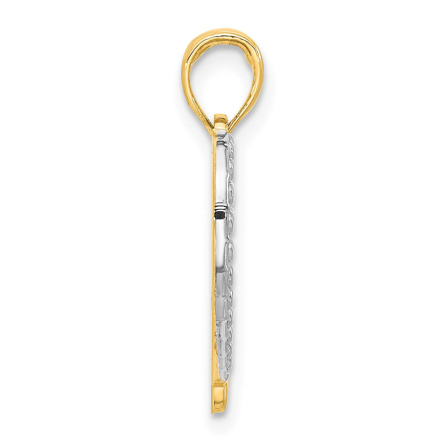 14k and Rhodium Polished Heart Pendant Secondary image