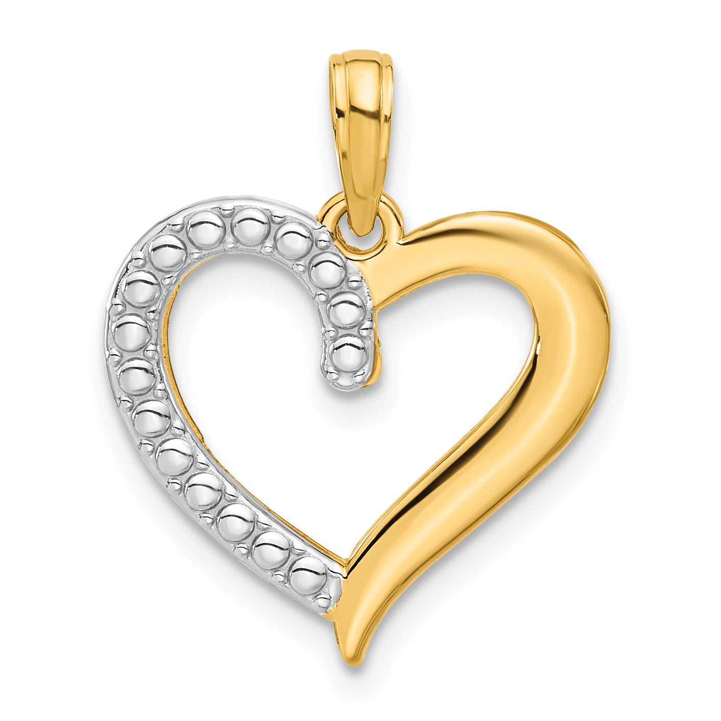 14k and Rhodium Polished Heart Pendant Main image