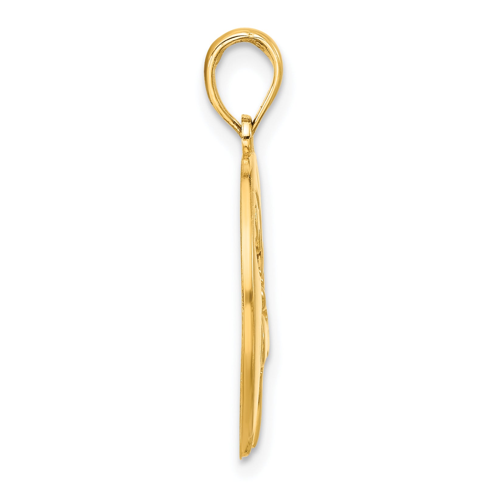 14k Polished Cut-out Deer Head Circle Pendant Secondary image