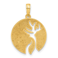 Special order 14K White Gold Polished Cut-out Deer Head Circle Pendant (5-7) Days