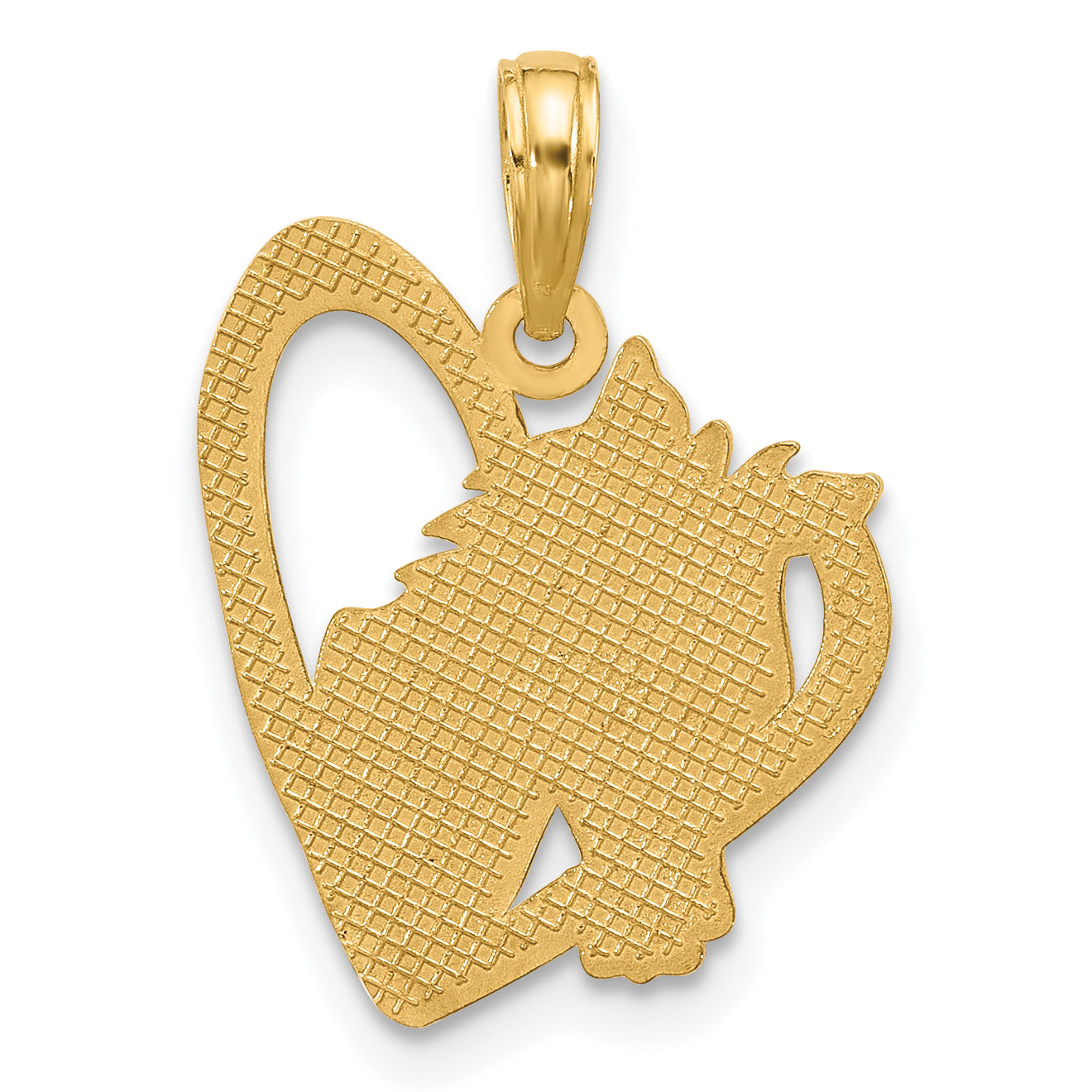 14K Polished Heart with Horse Pendant