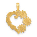 14k Polished Floral Heart Pendant