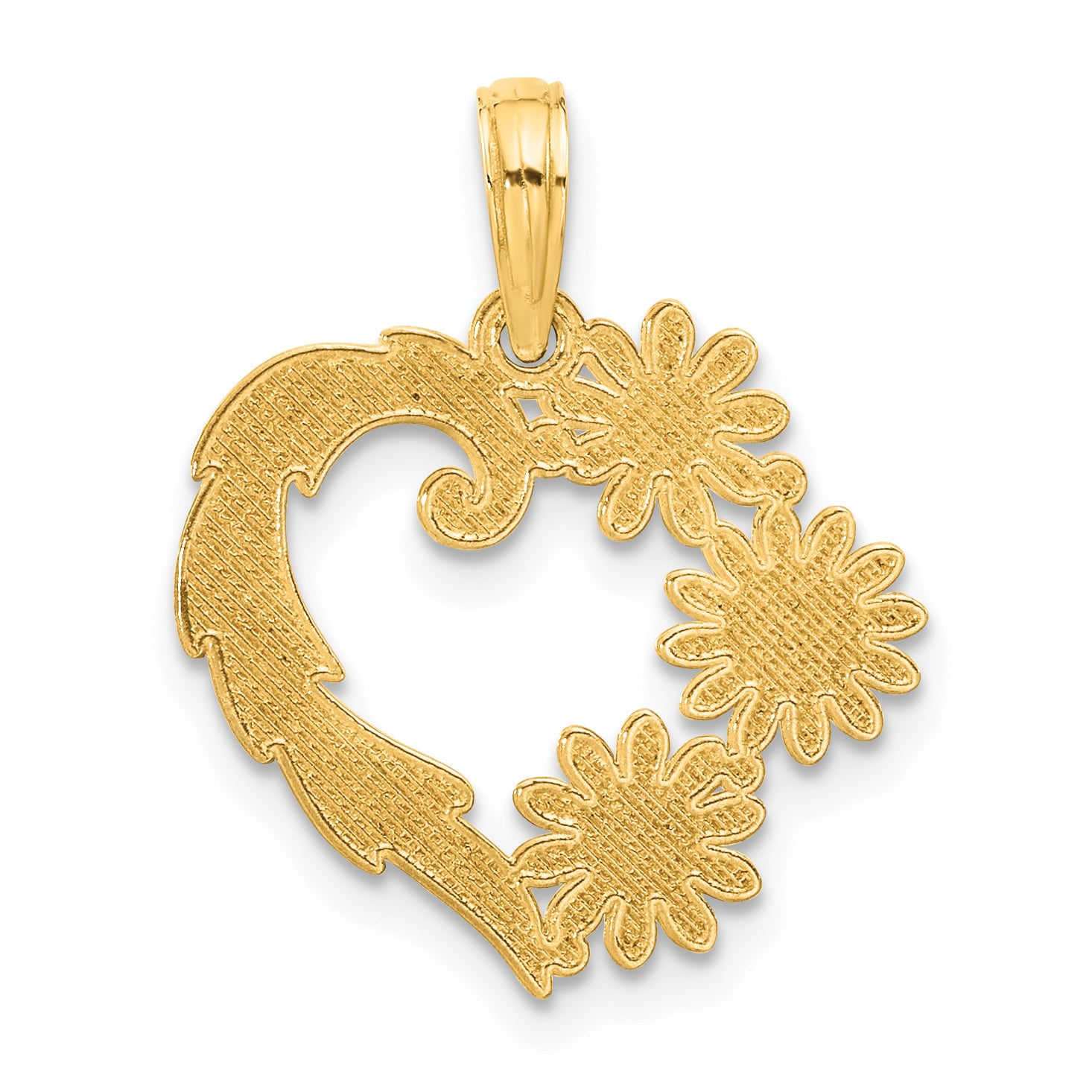14k Polished Floral Heart Pendant