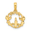 14k Polished Candle with Holly Circle Pendant