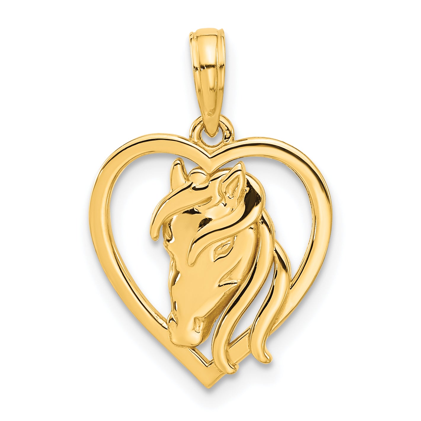 14k Polished Horse Head In Heart Pendant Main image