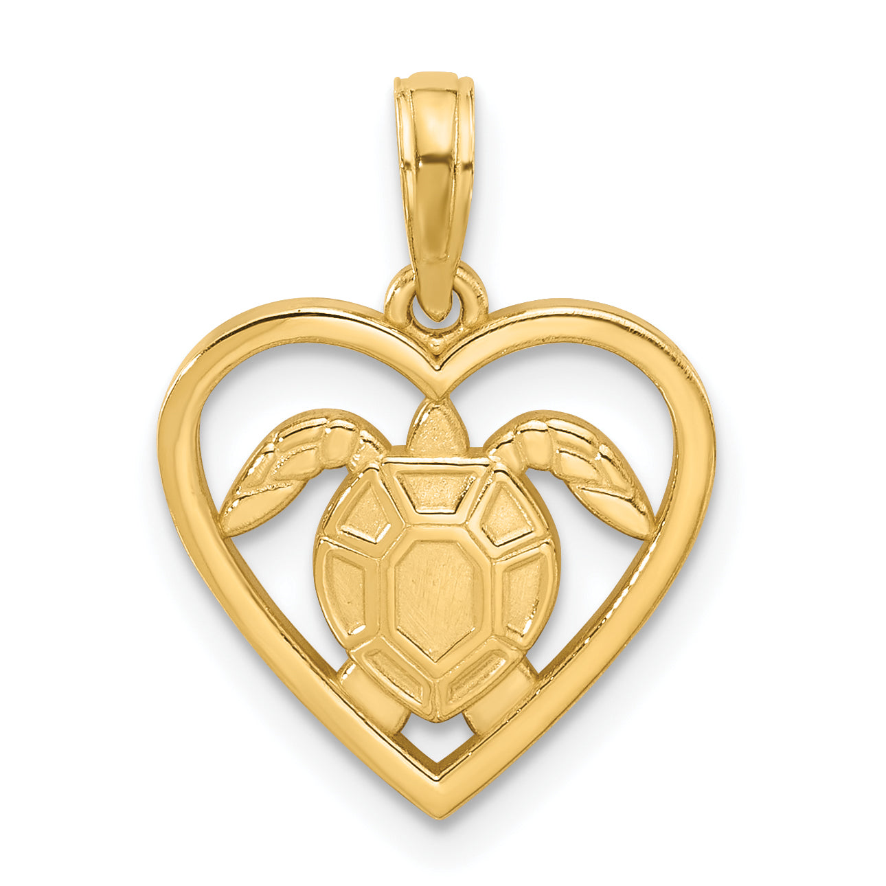 14K Polished Turtle in Heart Pendant Main image