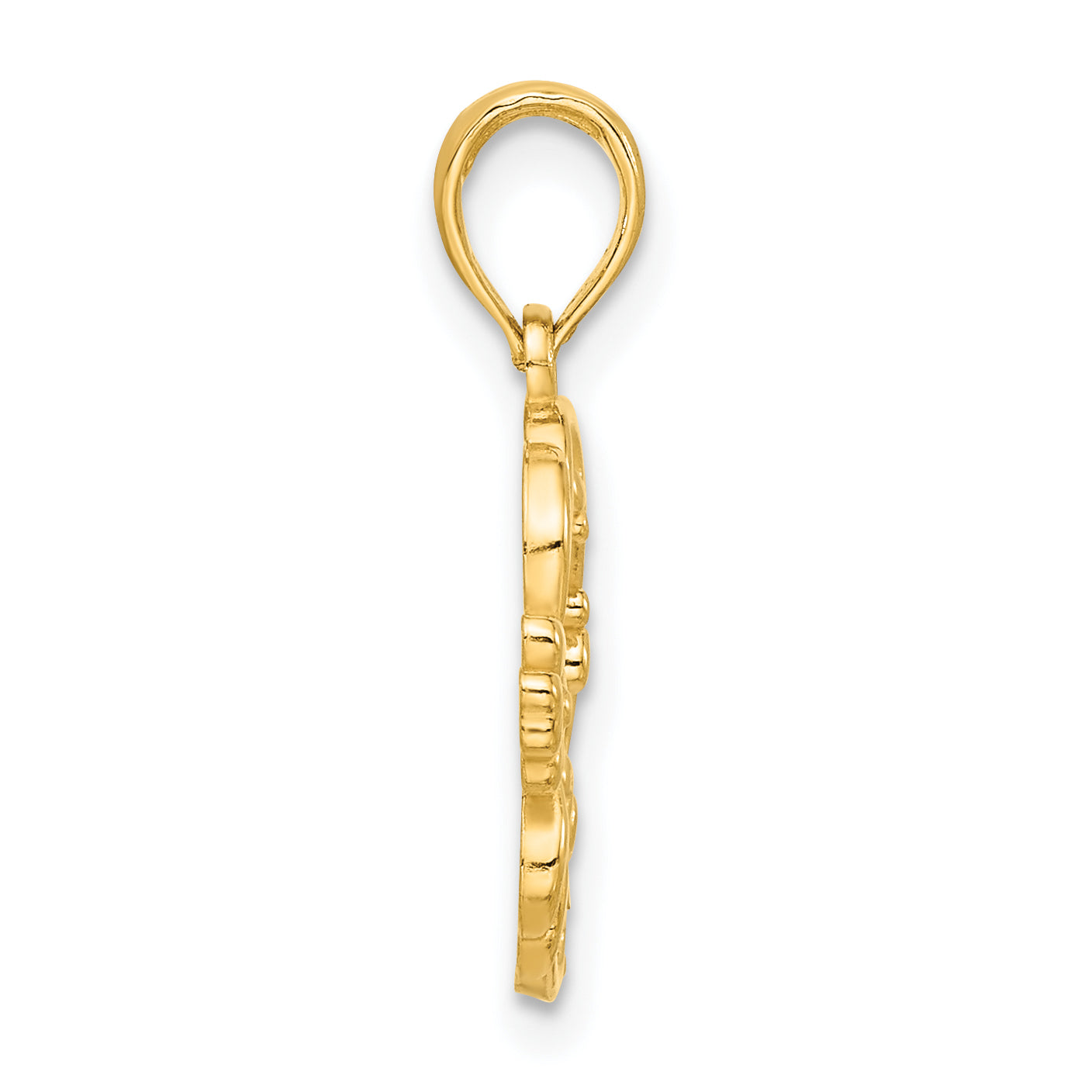 14k Polished Floral with Bird Circle Pendant Secondary image