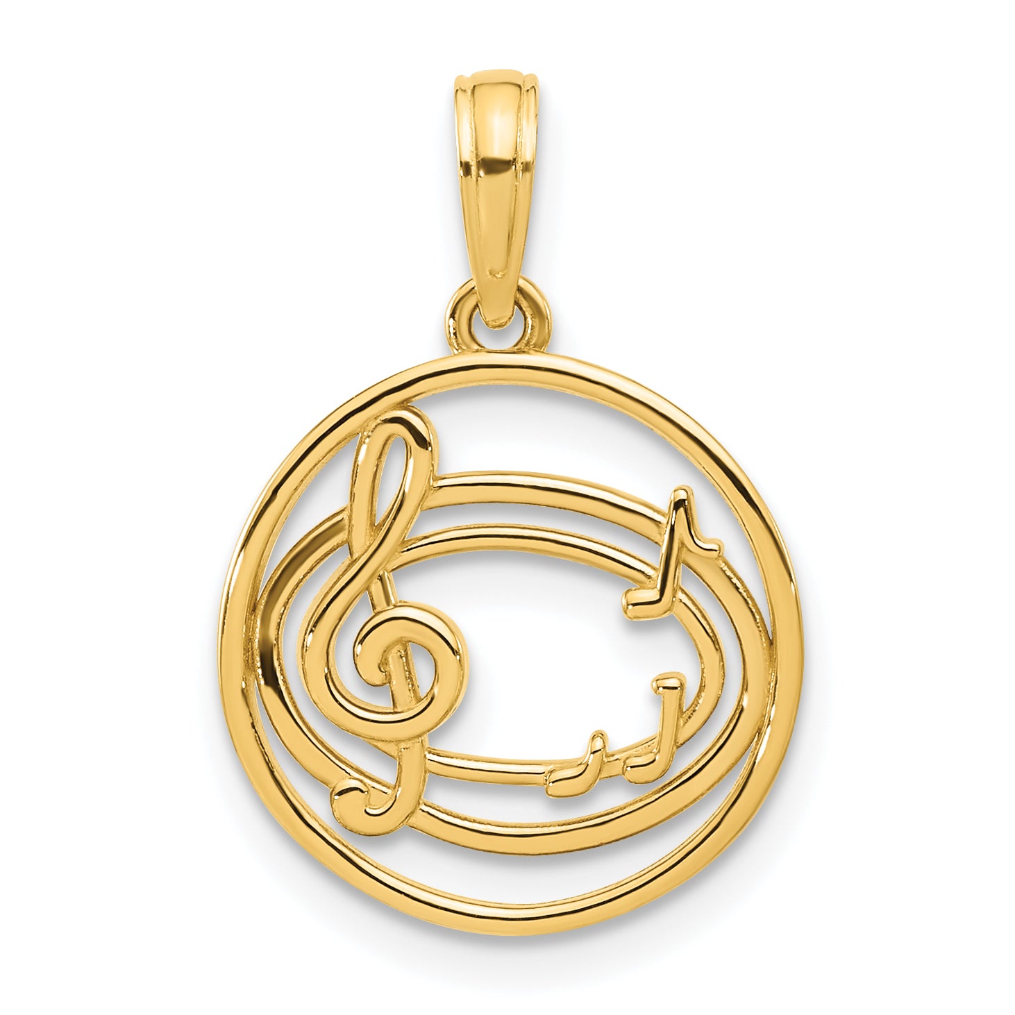 14k Polished Music Notes in Circle Pendant Main image