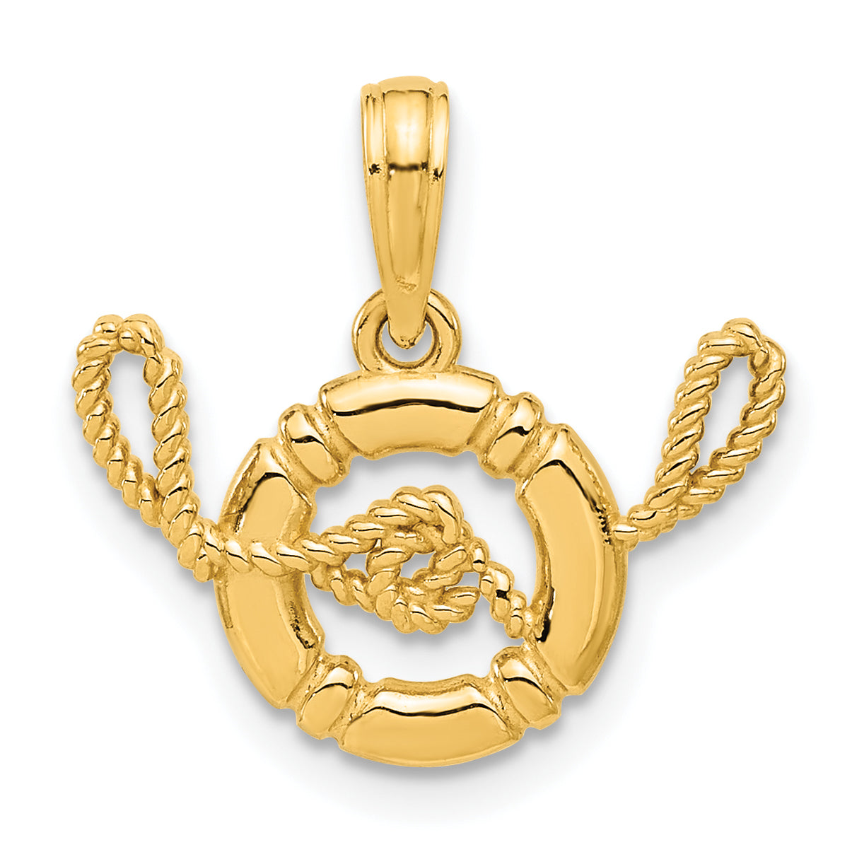 14k Polished Life Preserver with Rope Pendant Main image