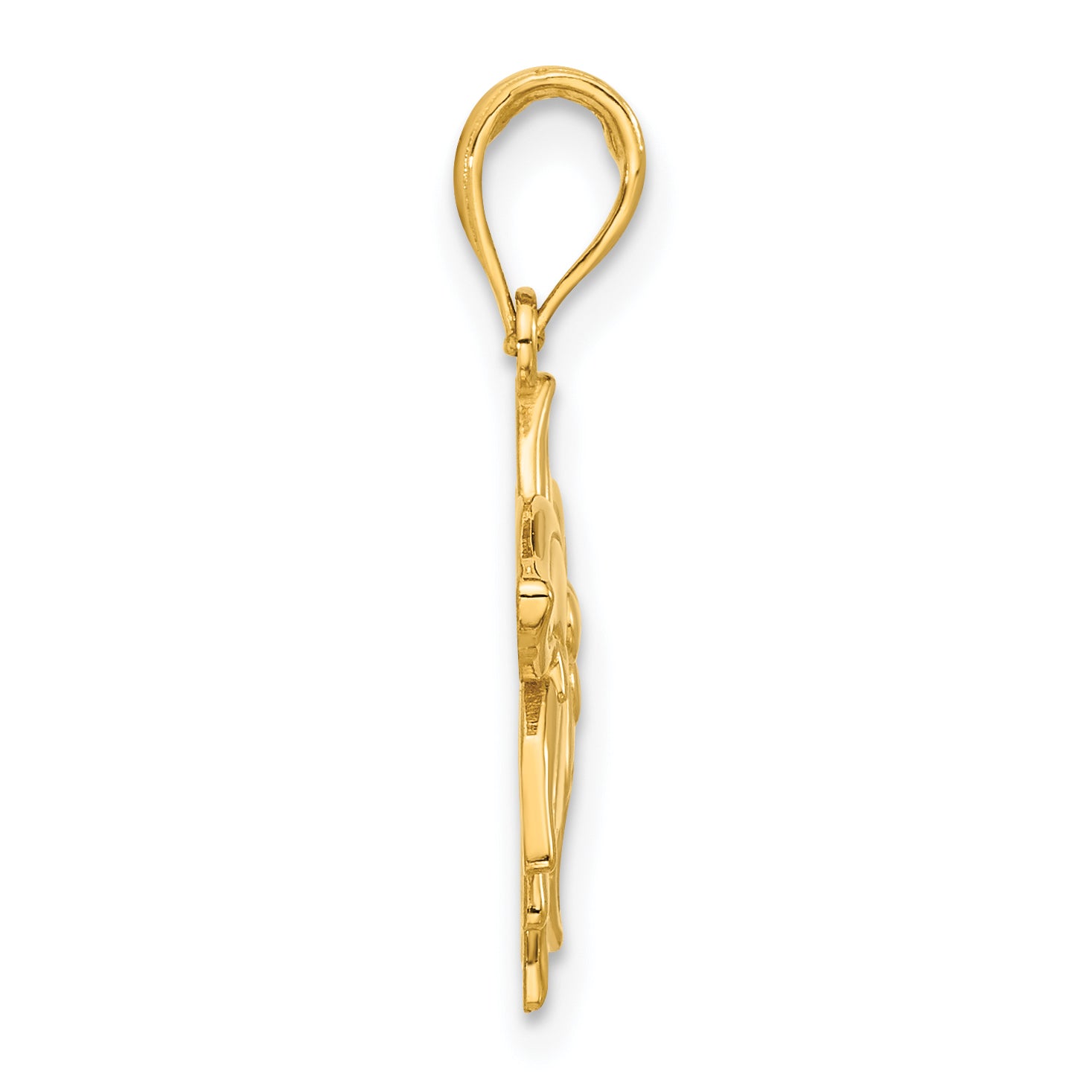 14k Polished Poinsettia Floral Pendant