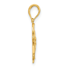 14k Polished Poinsettia Floral Pendant