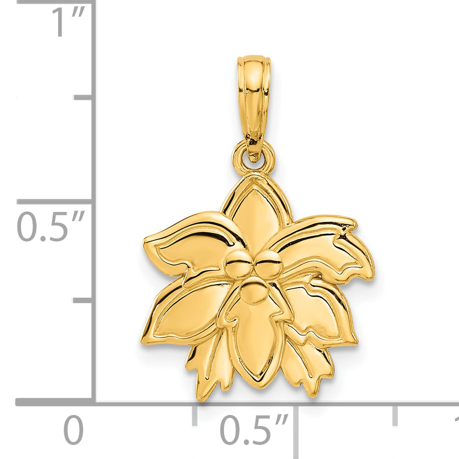 14k Polished Poinsettia Floral Pendant