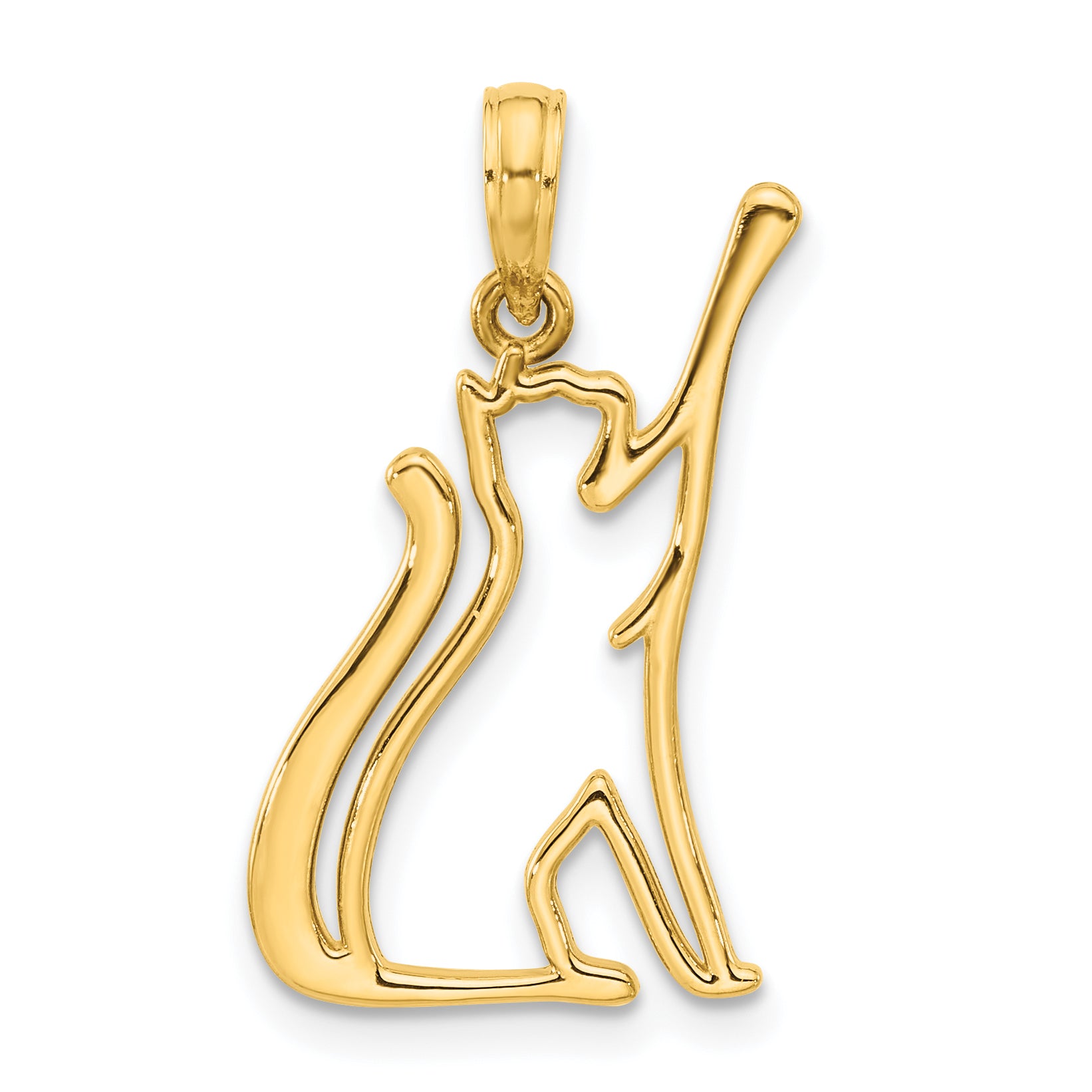 14k Polished Cat Reaching Pendant Main image