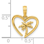 14k Polished Palm Tree In Heart Pendant
