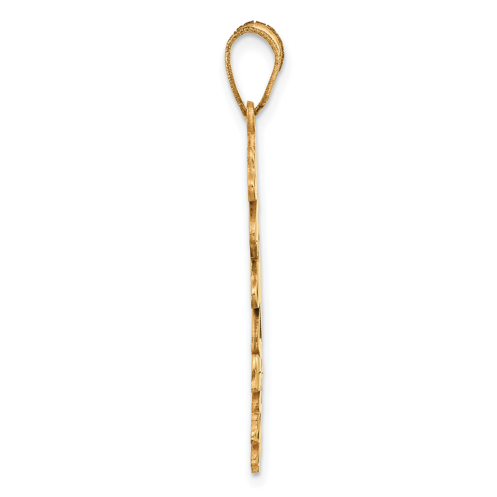 14k Polished with Green Enameled Clovers Pendant