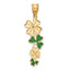 14k Polished with Green Enameled Clovers Pendant