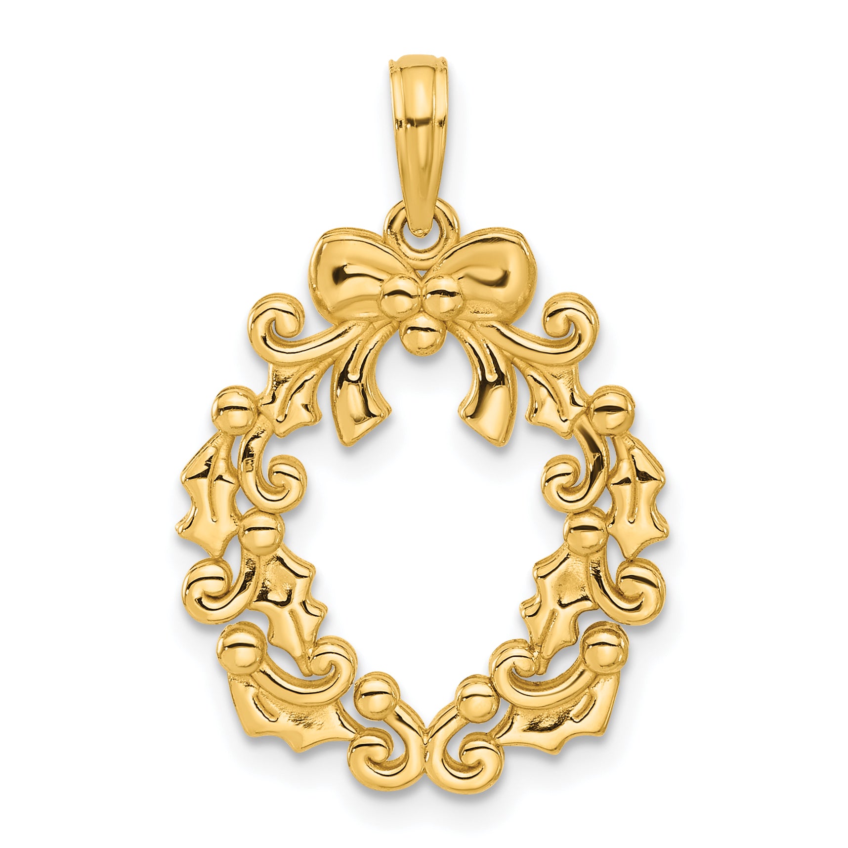 14k Polished Christmas Wreath Pendant Main image