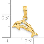 14k Polished Dolphin with Cut-out Baby Dolphin Pendant