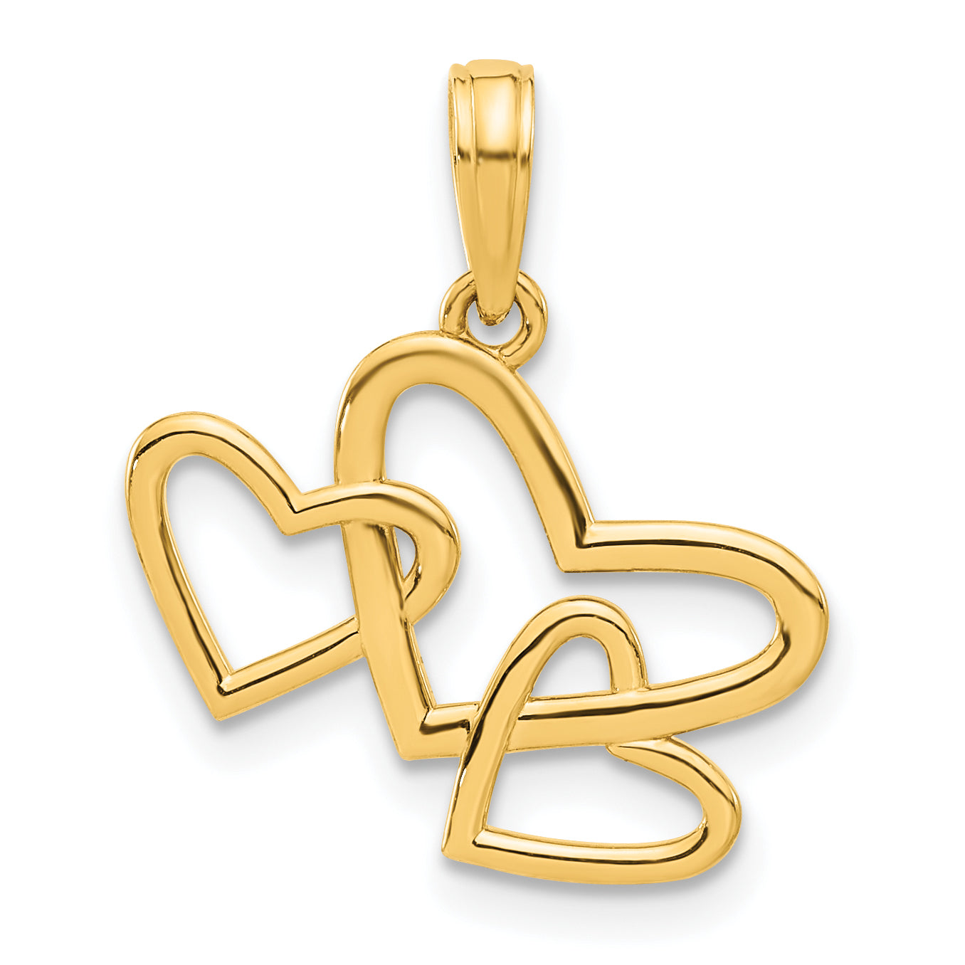 14k Polished Triple Heart Pendant Main image
