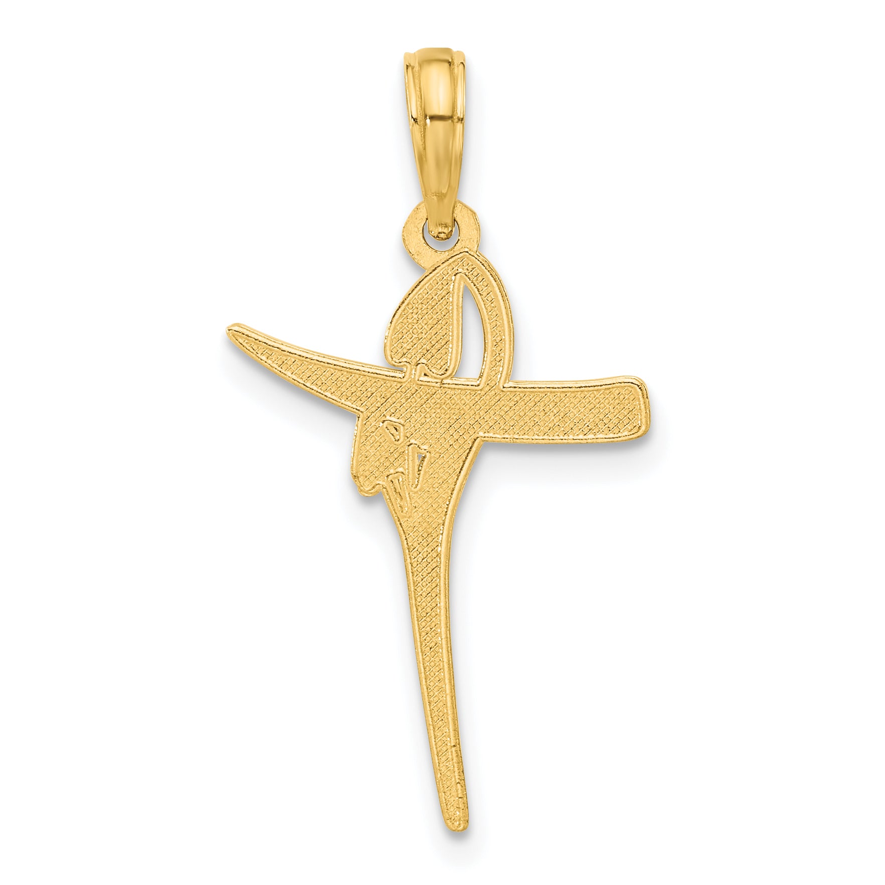 14k Polished Floral Cross Pendant
