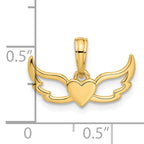 14k Fancy Heart and Wings Charm