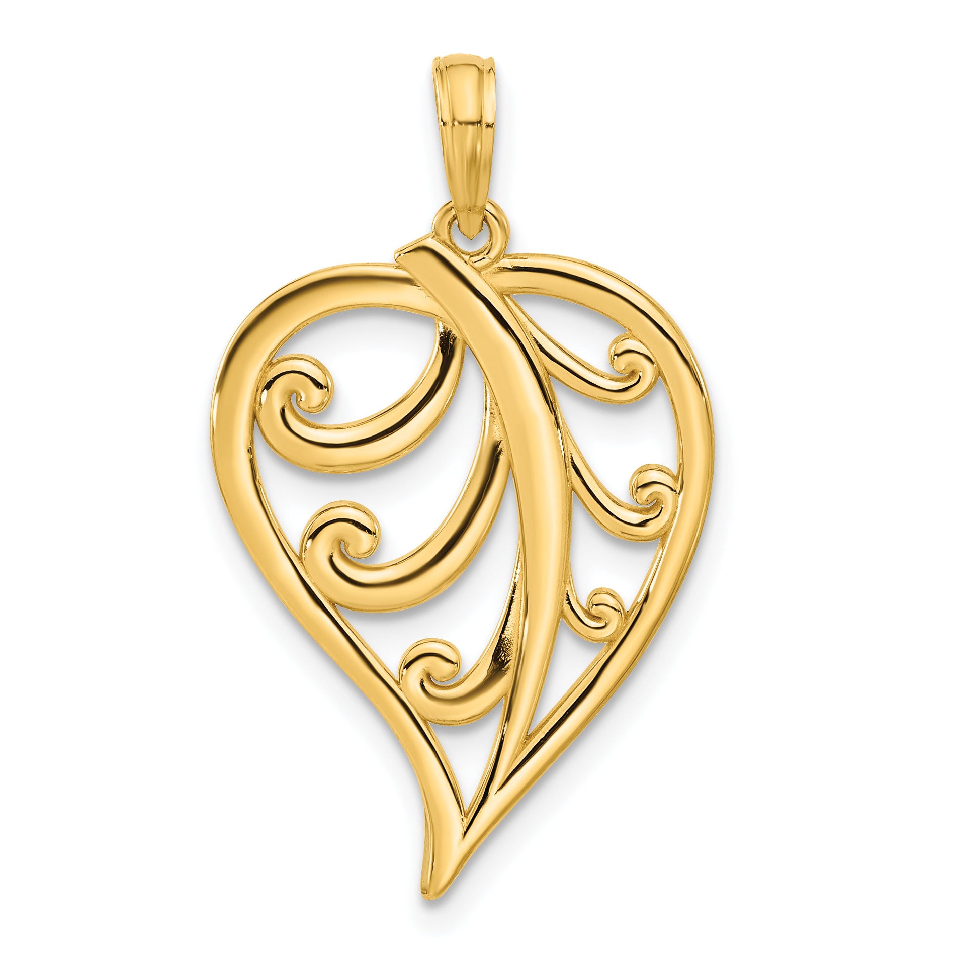 14k Polished Leaf Pendant Main image