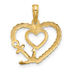 14K with White Rhodium Fancy Rope Heart and Anchor Charm - Sophia Jewelers